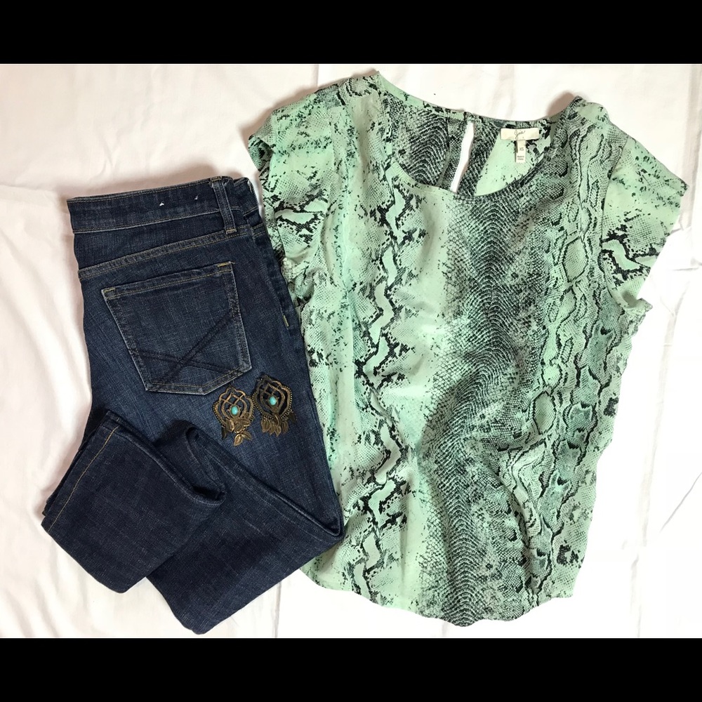 Joie Rancher Python snake print 100% Silk Top GUC